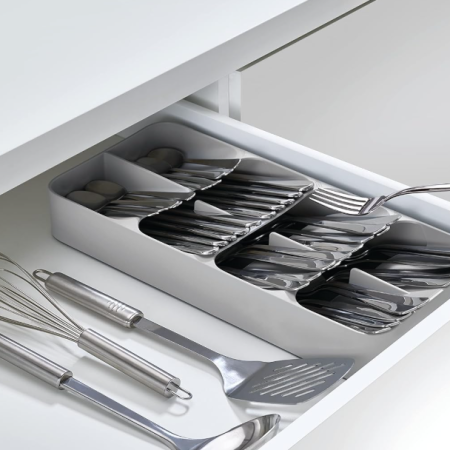 Grey Compact Cutlery Organizer